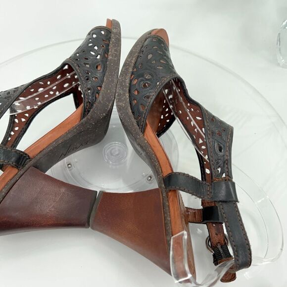 Naya Alpine Sandal Women's Size 10 M Black Leather Tooled Block Heel Slingback - Picture 9 of 16